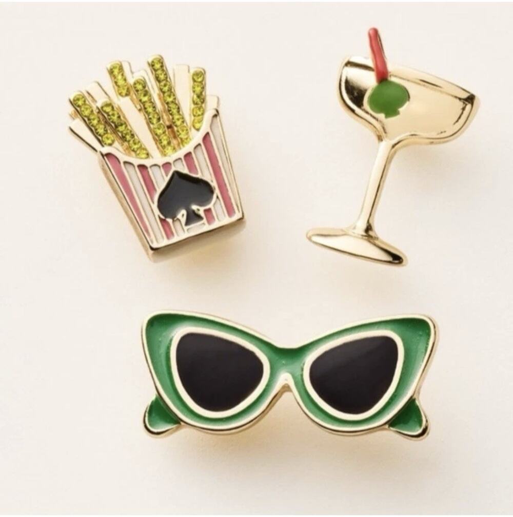 Kate Spade x Target Brooch Set – 3 Piece New York Sunglasses, Martini, Fries